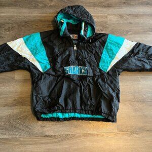 Vintage Rare 90s San Jose Sharks Starter 1/2 Zip Jacket Pullover Puffer- Size XL